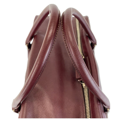 Prada Boston Duffel Bag Leather Wine Red Silvermetal Boston Duffel Bag Business Bag Safiano