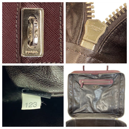 Prada Boston Duffel Bag Leather Wine Red Silvermetal Boston Duffel Bag Business Bag Safiano