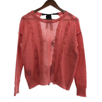 Miumiu Cardigan Wool Pink Black Cardigan Knit Ribbon Women 36