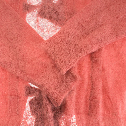 Miumiu Cardigan Wool Pink Black Cardigan Knit Ribbon Women 36