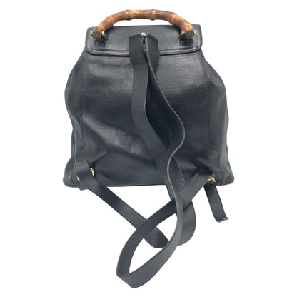 Gucci Backpack 003 1998 0016 Leather Black Black Backpack Unisex Bamboo Women
