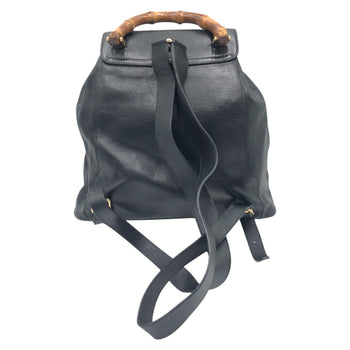 Gucci Backpack 003 1998 0016 Leather Black Black Backpack Unisex Bamboo Women