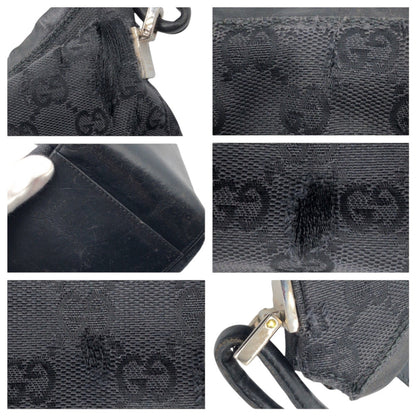 Gucci Shoulder Bag 001 3770 Gg Canvas Black Black Hobo Shoulder Bag Handbag Gg Pattern Women