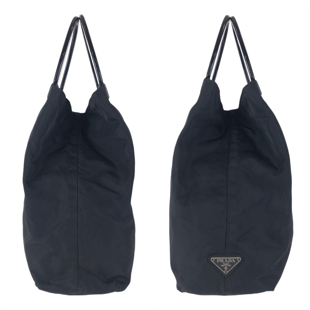 Prada Tote Bag Nylon, Plastic Black Black Tote Bag Handbag Test Triangle With Logo Women
