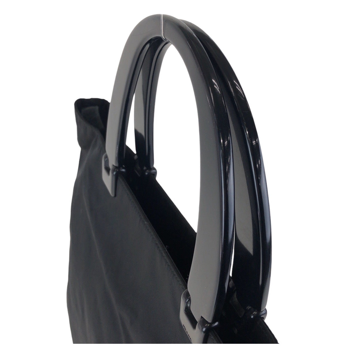 Prada Tote Bag Nylon, Plastic Black Black Tote Bag Handbag Test Triangle With Logo Women