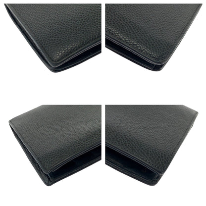 Chanel Long Wallet Purse Caviar Skin Black Goldmetal Long Wallet Purse Coco Mark Women