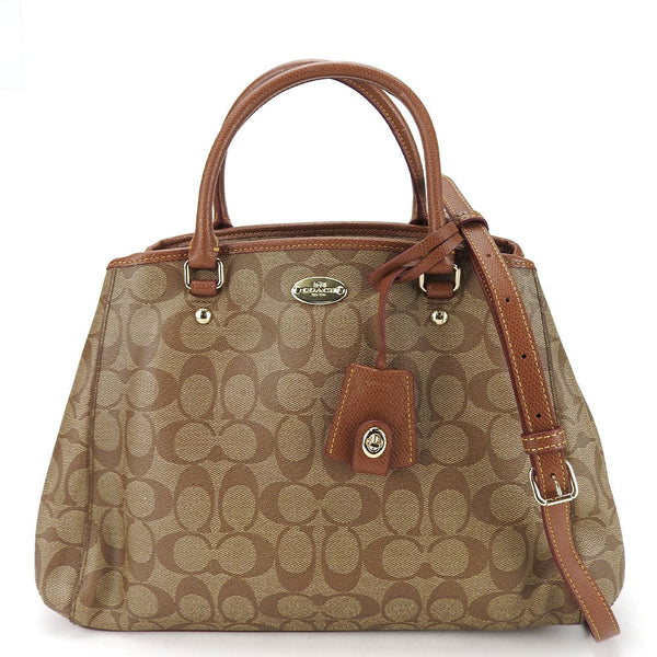 Coach Tote Bag F34608 Pvc, Leather Brown Signature Small Margot Women