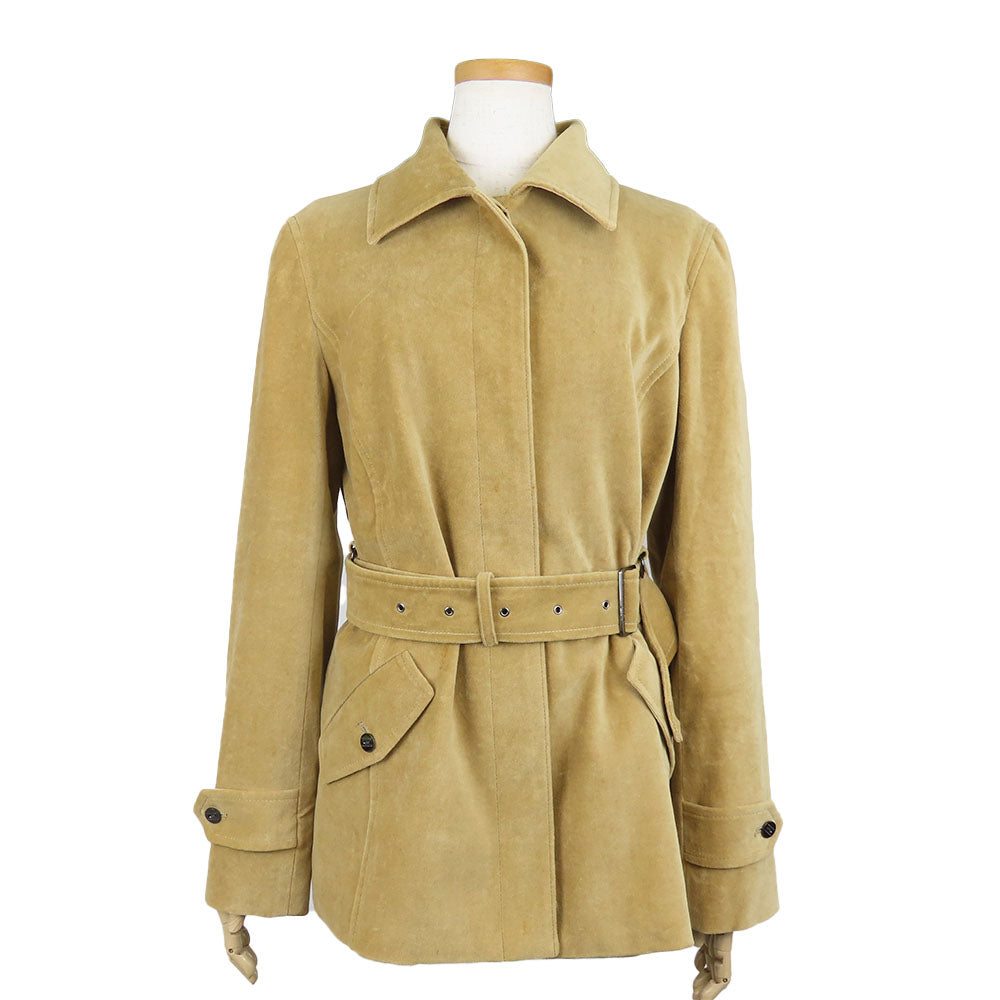 Burberry London Stainless Collar Coat Cotton, Polyester Beige Women 40