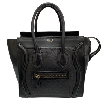 Celine Handbag Leather Black Luggage Micro Shopper Women