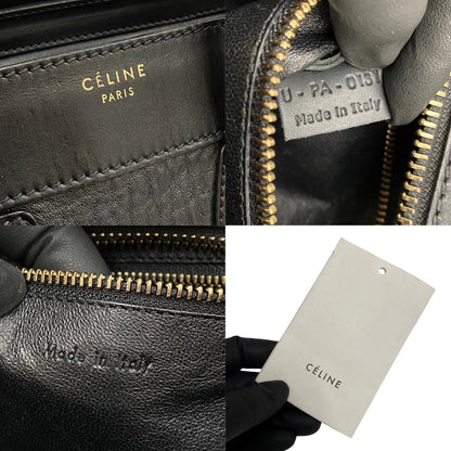 Celine Handbag Leather Black Luggage Micro Shopper Women