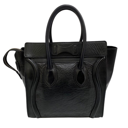 Celine Handbag Leather Black Luggage Micro Shopper Women
