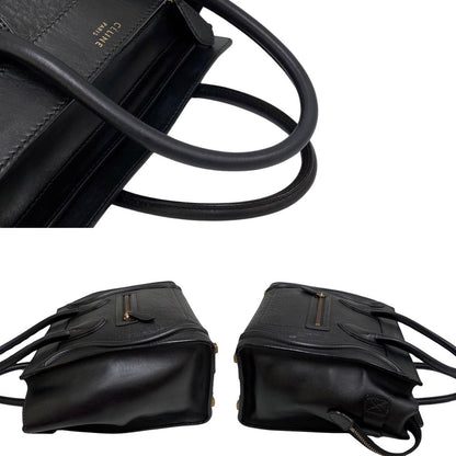 Celine Handbag Leather Black Luggage Micro Shopper Women