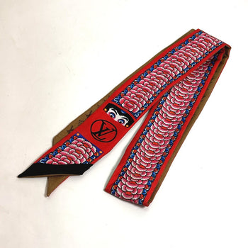 Louis Vuitton Scarf Mp1943 Silk Brown Monogram Bando Bb Kabuki Sticker Women Secondhand