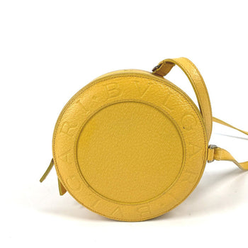 Bvlgari Shoulder Bag Leather Yellow Round Shape B-Zero1 Round Women