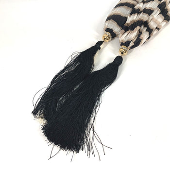 Louis Vuitton Stall Silk Brown Tassel Shawl Fringe Women