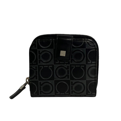 Salvatore Ferragamo Bifold Wallet Leather Black Gancini Women