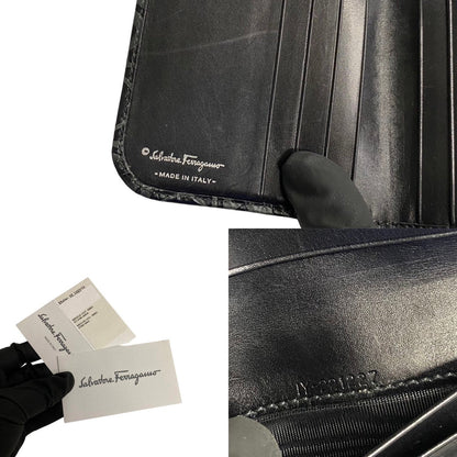Salvatore Ferragamo Bifold Wallet Leather Black Gancini Women