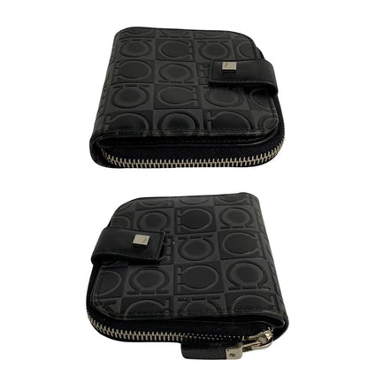 Salvatore Ferragamo Bifold Wallet Leather Black Gancini Women