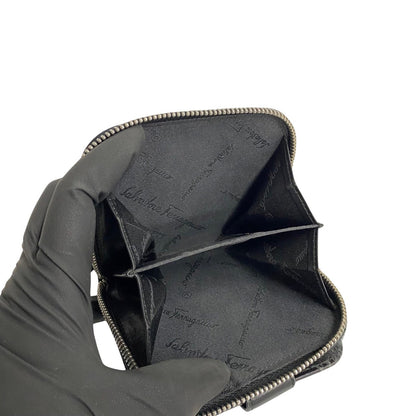 Salvatore Ferragamo Bifold Wallet Leather Black Gancini Women