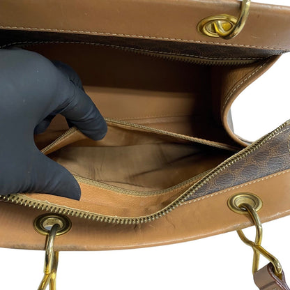 Celine Handbag Leather, Pvc Brown Macadam Blason Triomphe Women(Unisex)