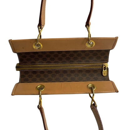 Celine Handbag Leather, Pvc Brown Macadam Blason Triomphe Women(Unisex)