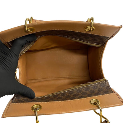 Celine Handbag Leather, Pvc Brown Macadam Blason Triomphe Women(Unisex)