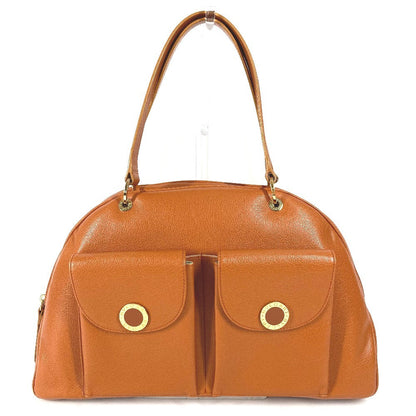 Bvlgari Shoulder Bag Leather Brown Bvlgari Bvlgari Logo Unisex(Unisex)
