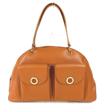 Bvlgari Shoulder Bag Leather Brown Bvlgari Bvlgari Logo Unisex(Unisex)