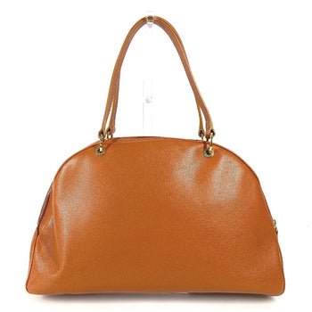 Bvlgari Shoulder Bag Leather Brown Bvlgari Bvlgari Logo Unisex(Unisex)
