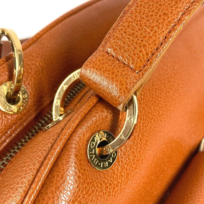 Bvlgari Shoulder Bag Leather Brown Bvlgari Bvlgari Logo Unisex(Unisex)