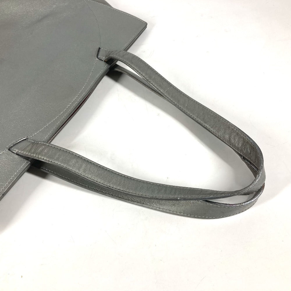 Bvlgari Tote Bag Leather Silver Shoulder Logo Turn Lock Unisex(Unisex)
