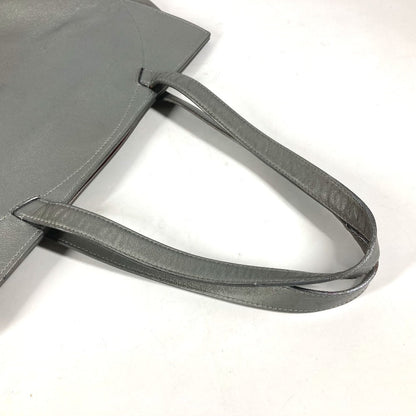 Bvlgari Tote Bag Leather Silver Shoulder Logo Turn Lock Unisex(Unisex)
