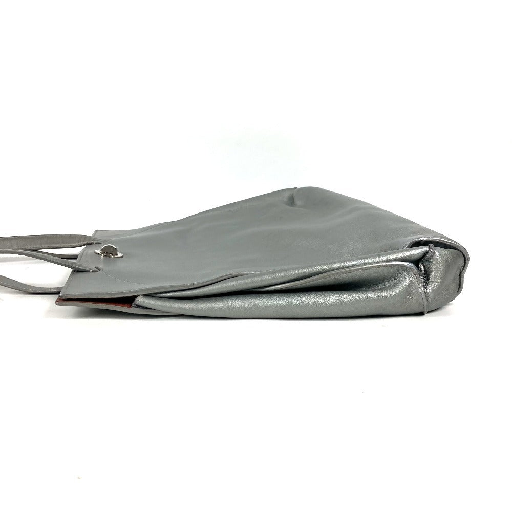 Bvlgari Tote Bag Leather Silver Shoulder Logo Turn Lock Unisex(Unisex)