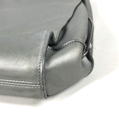 Bvlgari Tote Bag Leather Silver Shoulder Logo Turn Lock Unisex(Unisex)