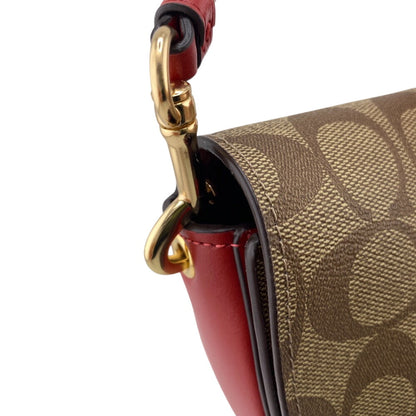 Coach Shoulder Bag C1430 Leather Brown Signature