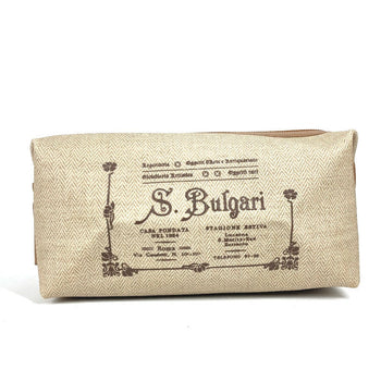 Bvlgari Business Bag Leather / Pvc Beige S.Bulgari Logo Unisex(Unisex)