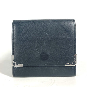 Cartier Coin Case Leather Black Must Line Logo Mens(Unisex)