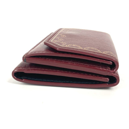 Cartier Trifold Wallet Leather Wine-Red Garland De Cartier Women