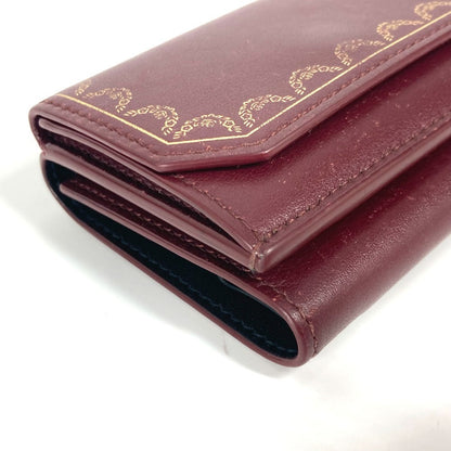 Cartier Trifold Wallet Leather Wine-Red Garland De Cartier Women