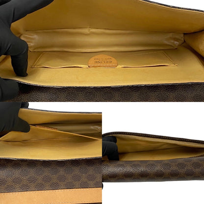 Celine Shoulder Bag Leather, Pvc Brown Macadam Blason Triomphe Pattern Women