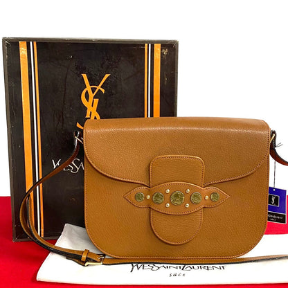 Yves Saint Laurent Shoulder Bag Leather Brown Women