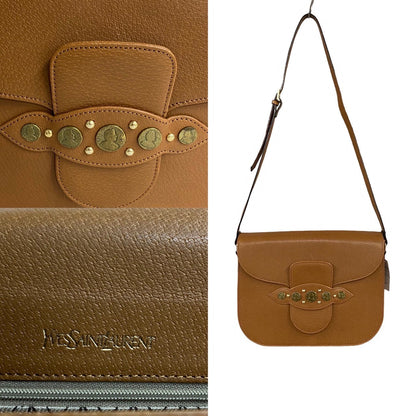 Yves Saint Laurent Shoulder Bag Leather Brown Women