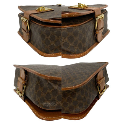 Celine Shoulder Bag Leather, Pvc Brown Macadam Blason Triomphe Pattern Logo Ring Metal Women