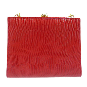 Salvatore Ferragamo Shoulder Bag 223354 Embossed Leather Red Vara Ribbon Women Secondhand