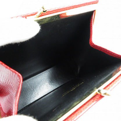 Salvatore Ferragamo Shoulder Bag 223354 Embossed Leather Red Vara Ribbon Women Secondhand
