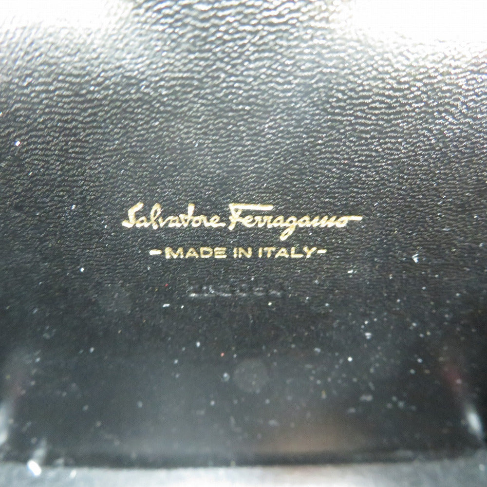 Salvatore Ferragamo Shoulder Bag 223354 Embossed Leather Red Vara Ribbon Women Secondhand