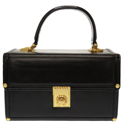 Versace Handbag Leather Black Sun Sun Vintage Women