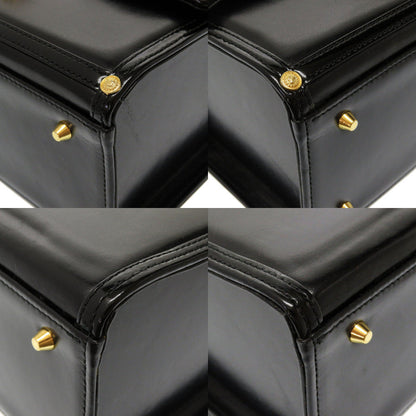 Versace Handbag Leather Black Sun Sun Vintage Women