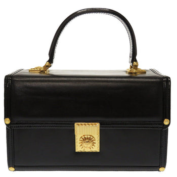 Versace Handbag Leather Black Sun Sun Vintage Women