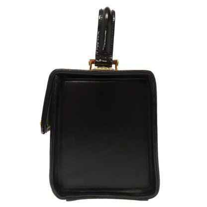 Versace Handbag Leather Black Sun Sun Vintage Women